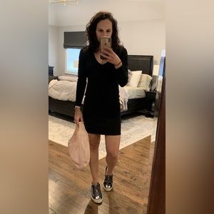 H&M Black Bodycon Long-Sleeve Dress